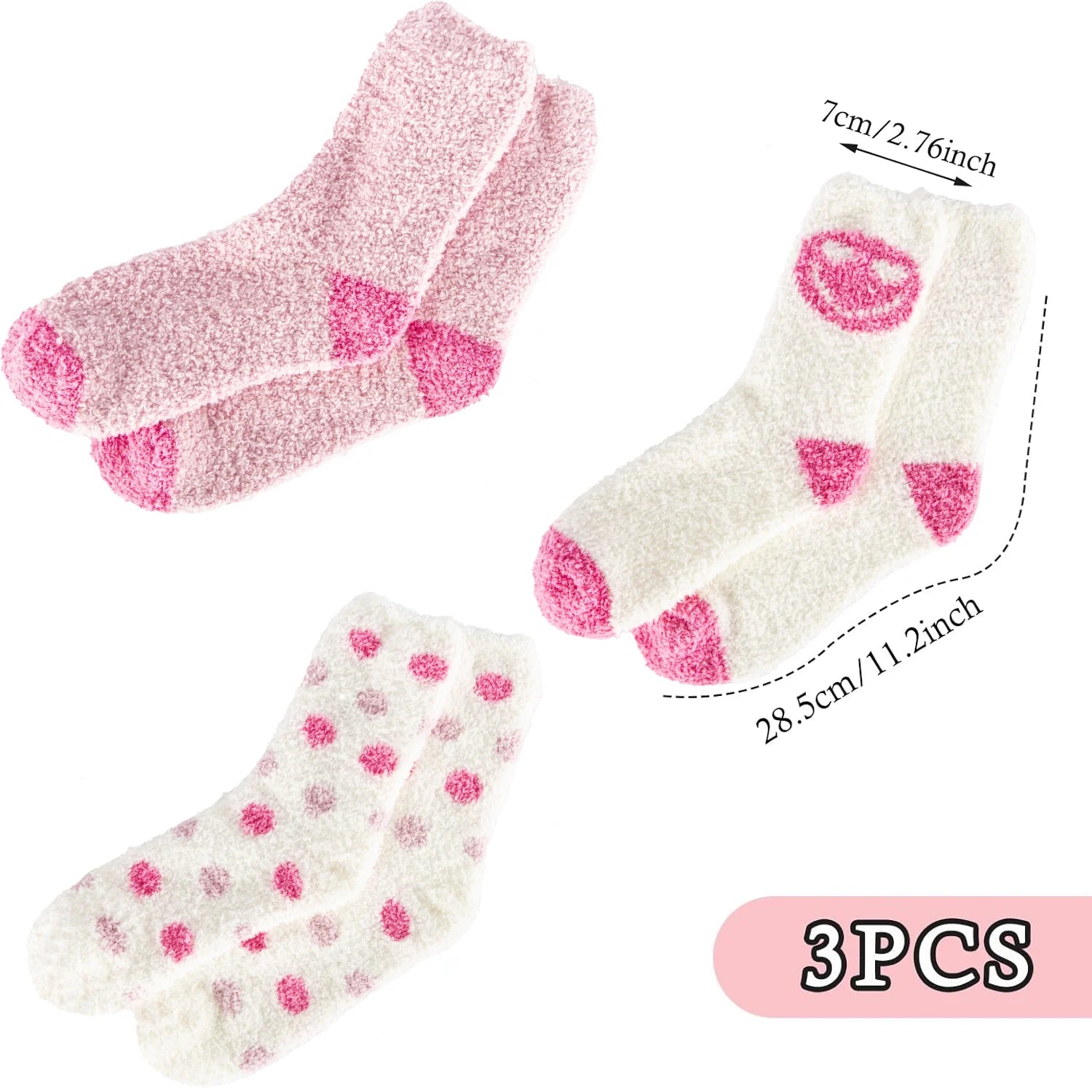 3 Pairs Women Fuzzy Socks, Pink Fluffy Comfy Socks for Women Mothers Day Mom Gifts