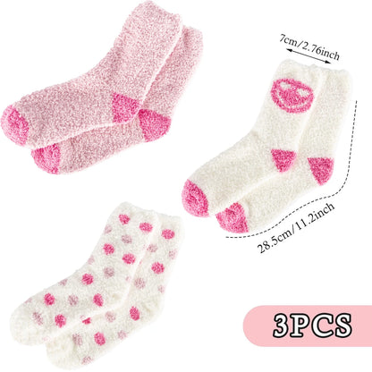 3 Pairs Women Fuzzy Socks, Pink Fluffy Comfy Socks for Women Mothers Day Mom Gifts