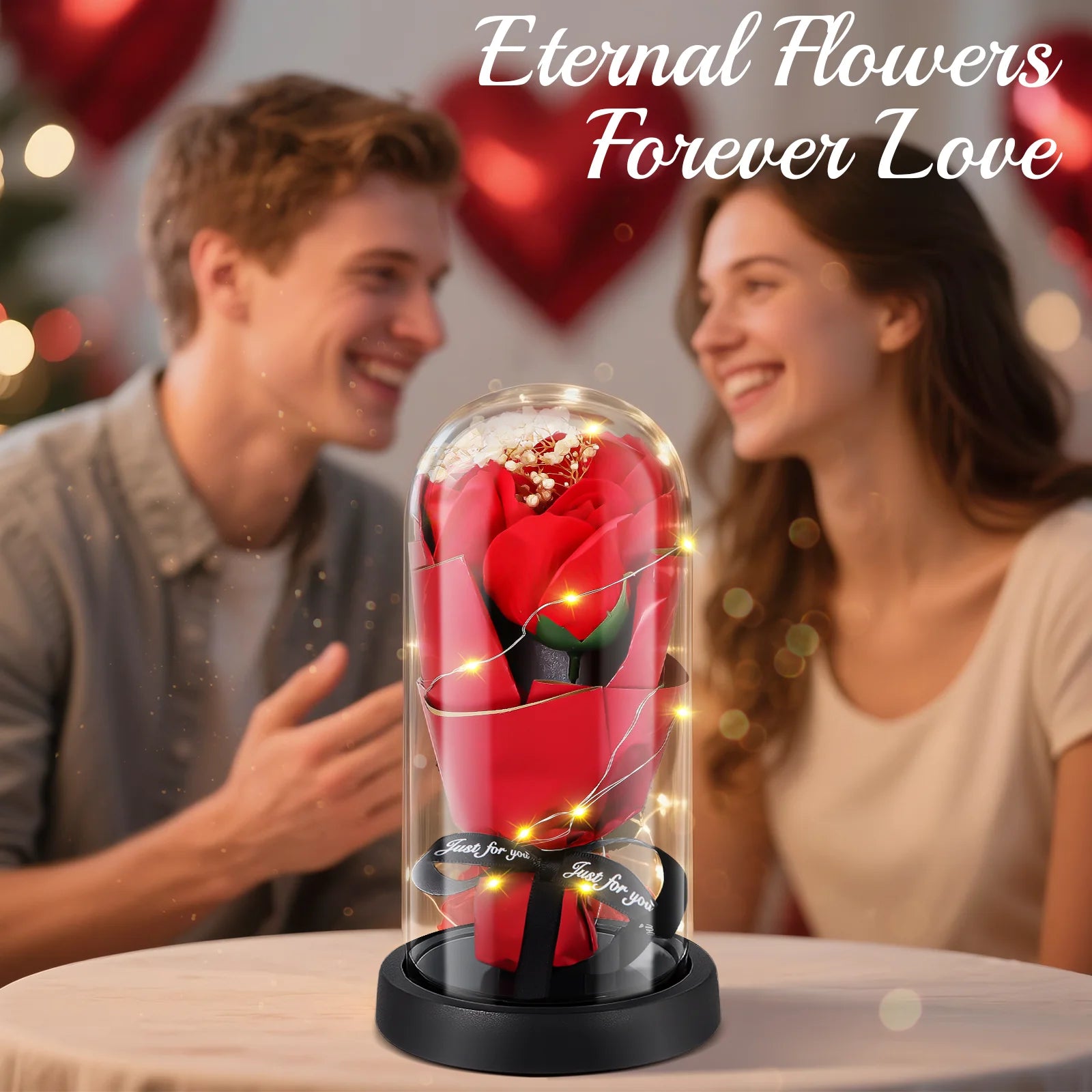 Valentines Day Decorations, Eternal Flowers Bouquet, Red Rose Artificial Flowers for Mom Women Her, Unique Anniversary Mother'S Day Christmas Birthday Gift, Home Decor