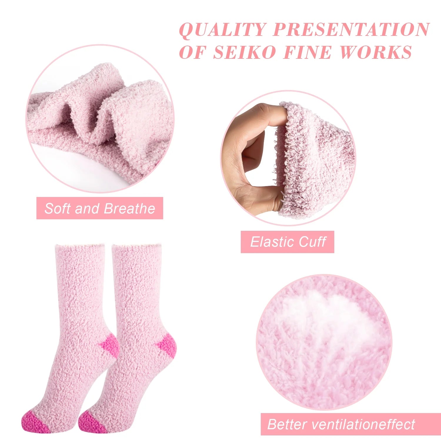3 Pairs Women Fuzzy Socks, Pink Fluffy Comfy Socks for Women Mothers Day Mom Gifts