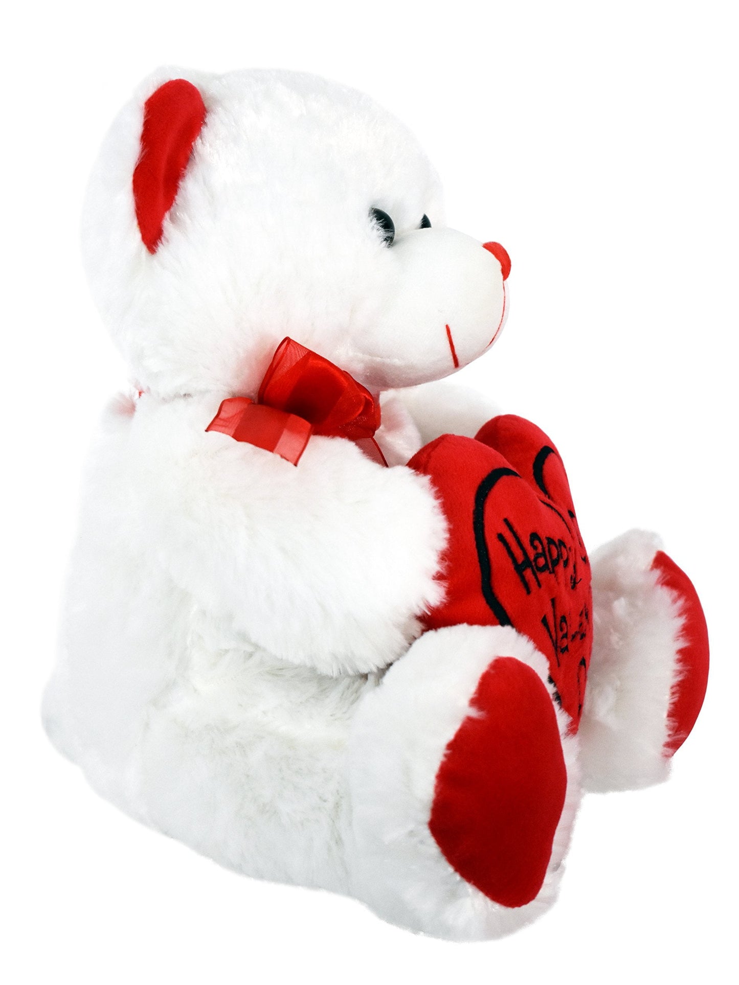 Happy Valentine’S Day Stuffed Teddy Bear- Teddy Bear to Gift for Valentine’S Day for Couples- White Valentines Teddy Bear with Heart Pillow - 11.81” / 30 Cm.