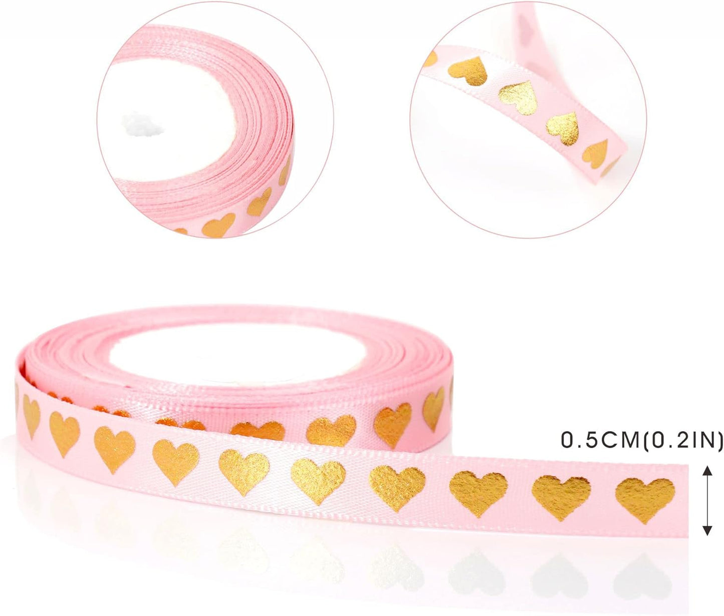 8 Rolls Valentine'S Heart Ribbons - Satin, Red, 3/8IN*110YD, Valentines Curling Wrapping Ribbons in Bulk DIY Craft Supplies Valentines Decorations Gift Ribbon