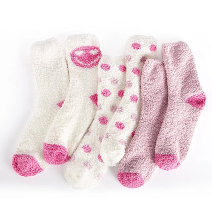 3 Pairs Women Fuzzy Socks, Pink Fluffy Comfy Socks for Women Mothers Day Mom Gifts