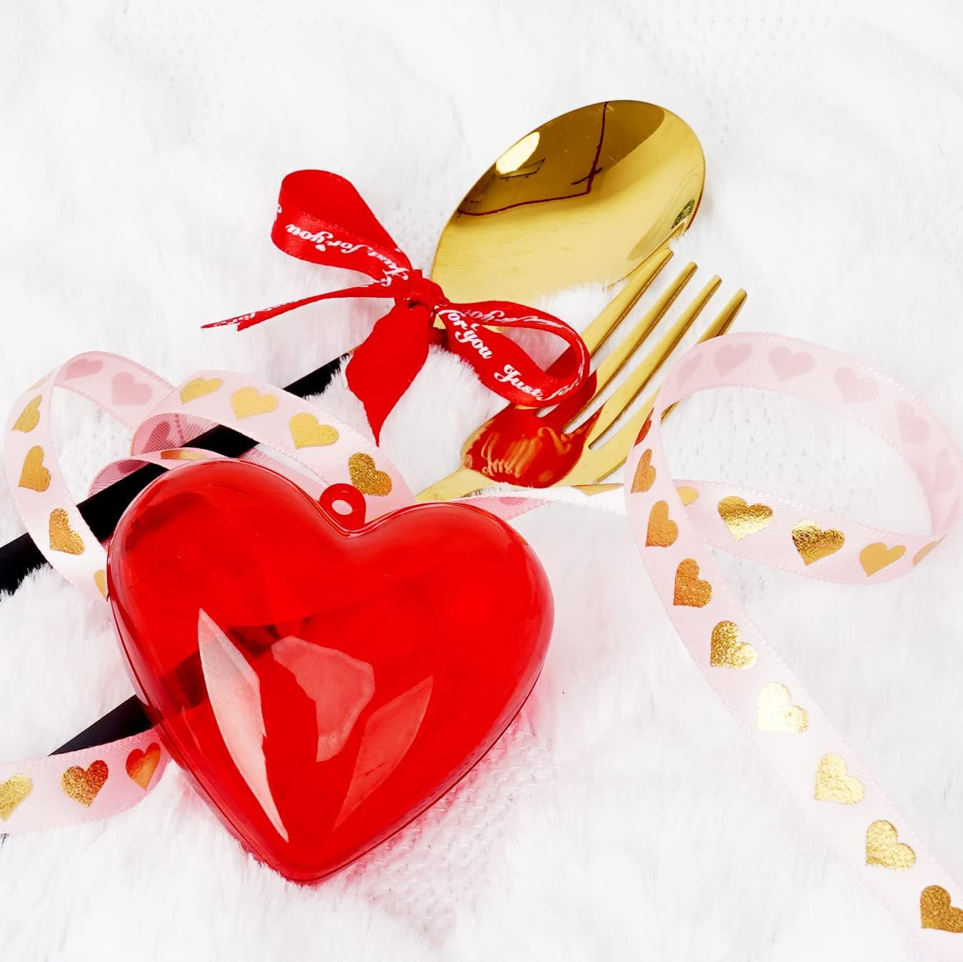 8 Rolls Valentine'S Heart Ribbons - Satin, Red, 3/8IN*110YD, Valentines Curling Wrapping Ribbons in Bulk DIY Craft Supplies Valentines Decorations Gift Ribbon