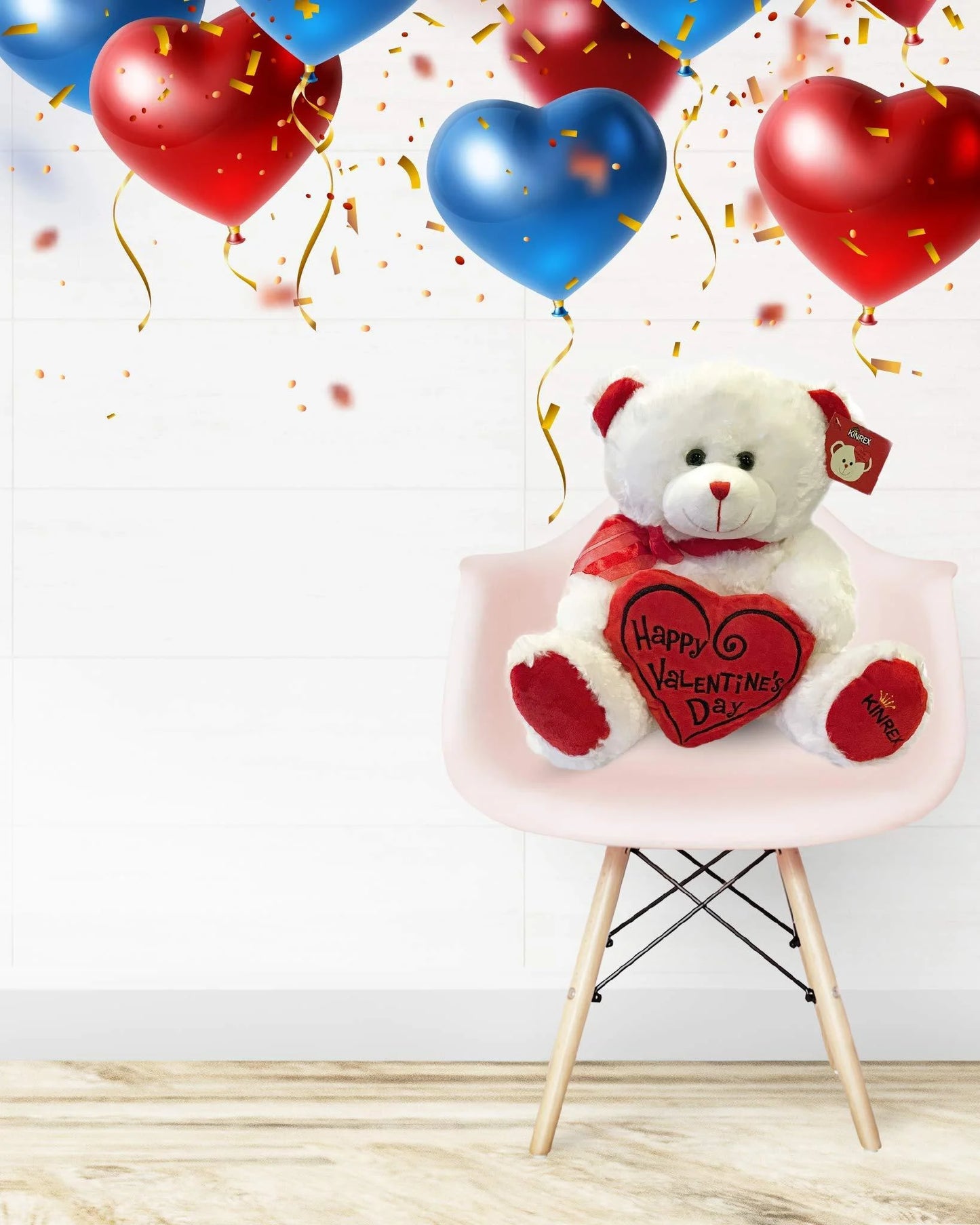 Happy Valentine’S Day Stuffed Teddy Bear- Teddy Bear to Gift for Valentine’S Day for Couples- White Valentines Teddy Bear with Heart Pillow - 11.81” / 30 Cm.