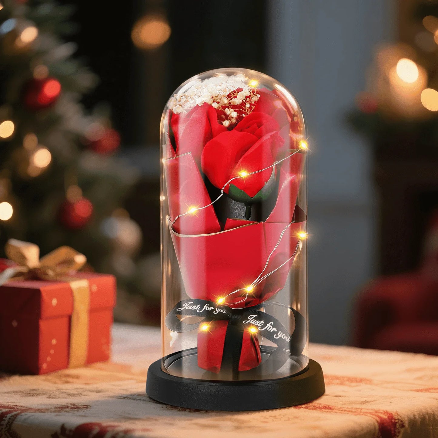 Valentines Day Decorations, Eternal Flowers Bouquet, Red Rose Artificial Flowers for Mom Women Her, Unique Anniversary Mother'S Day Christmas Birthday Gift, Home Decor