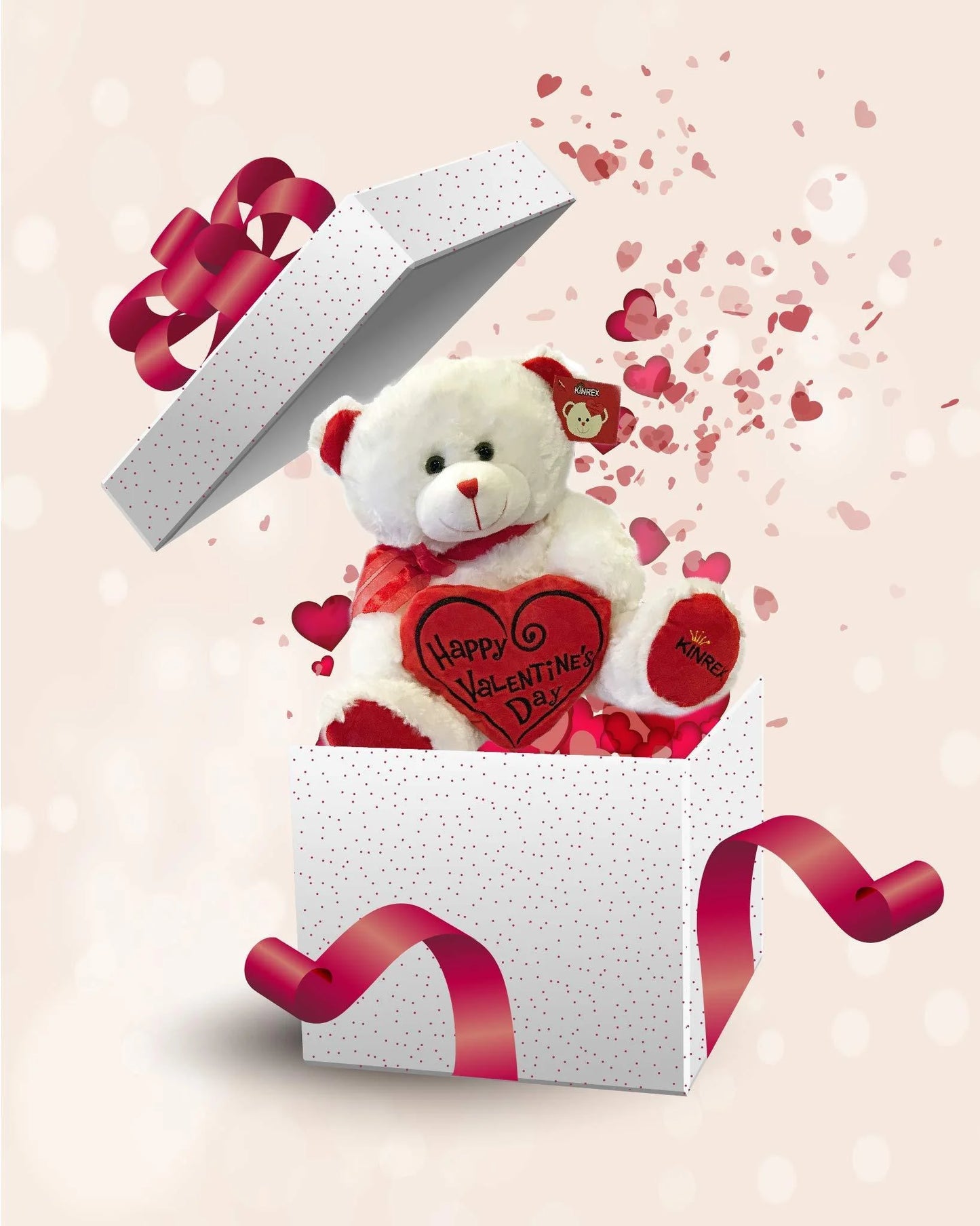 Happy Valentine’S Day Stuffed Teddy Bear- Teddy Bear to Gift for Valentine’S Day for Couples- White Valentines Teddy Bear with Heart Pillow - 11.81” / 30 Cm.