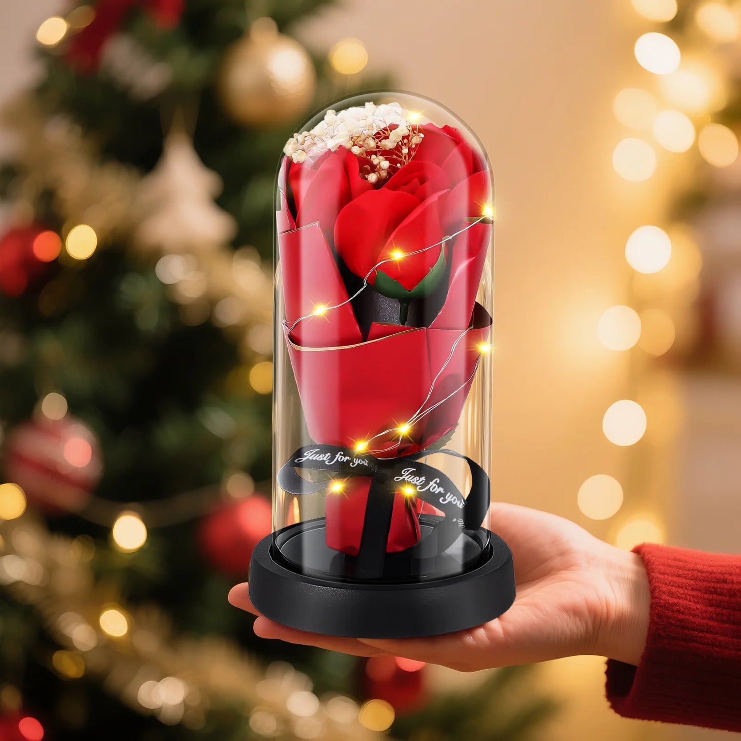 Valentines Day Decorations, Eternal Flowers Bouquet, Red Rose Artificial Flowers for Mom Women Her, Unique Anniversary Mother'S Day Christmas Birthday Gift, Home Decor