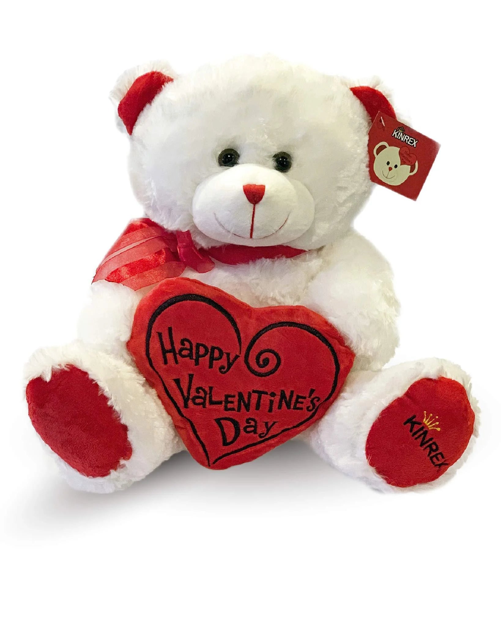 Happy Valentine’S Day Stuffed Teddy Bear- Teddy Bear to Gift for Valentine’S Day for Couples- White Valentines Teddy Bear with Heart Pillow - 11.81” / 30 Cm.