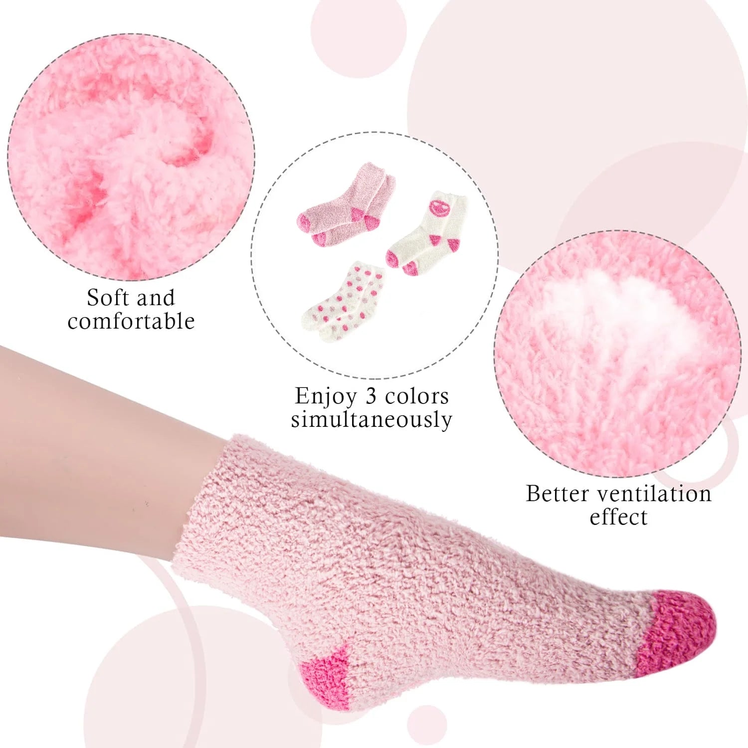 3 Pairs Women Fuzzy Socks, Pink Fluffy Comfy Socks for Women Mothers Day Mom Gifts