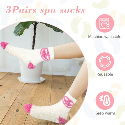 3 Pairs Women Fuzzy Socks, Pink Fluffy Comfy Socks for Women Mothers Day Mom Gifts