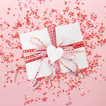 8 Rolls Valentine'S Heart Ribbons - Satin, Red, 3/8IN*110YD, Valentines Curling Wrapping Ribbons in Bulk DIY Craft Supplies Valentines Decorations Gift Ribbon